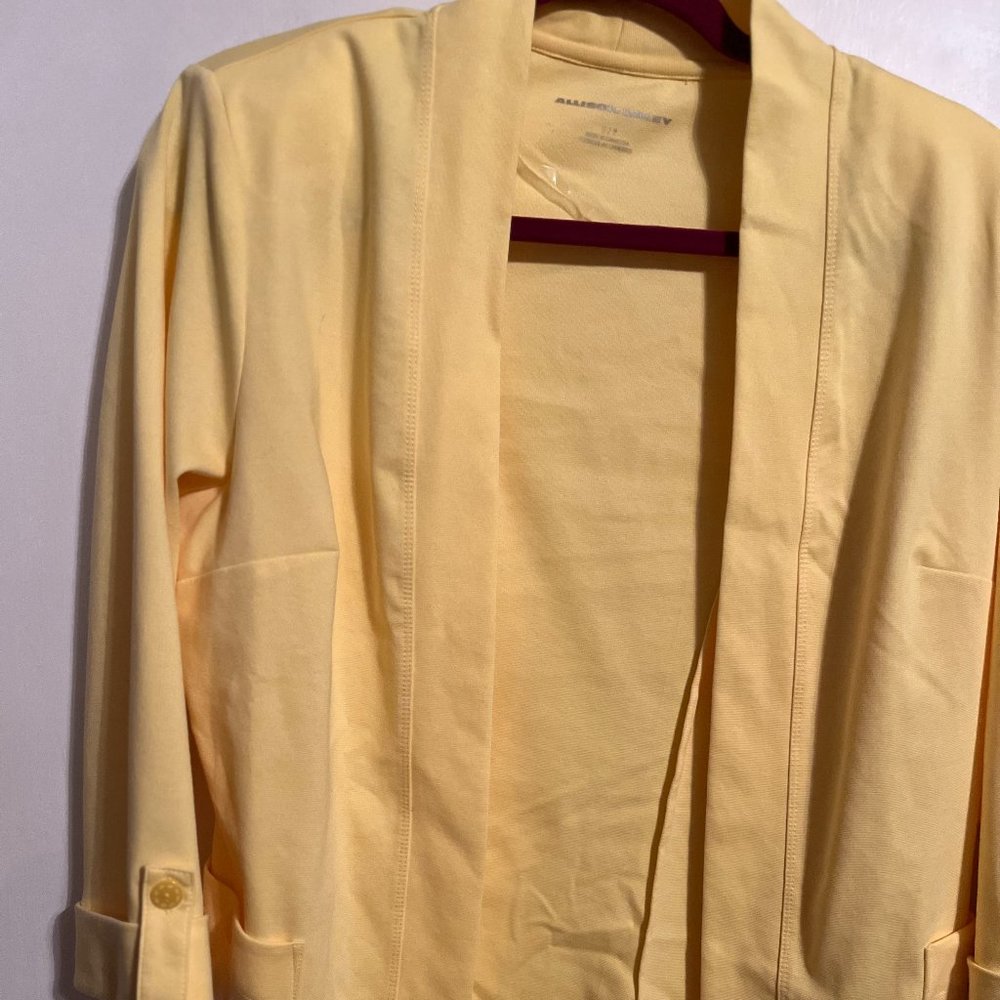 NWOT ALLISON DALLY OPEN YELLOW LIGHT CARDIGAN, 3/4 SLEEVES SZ SP